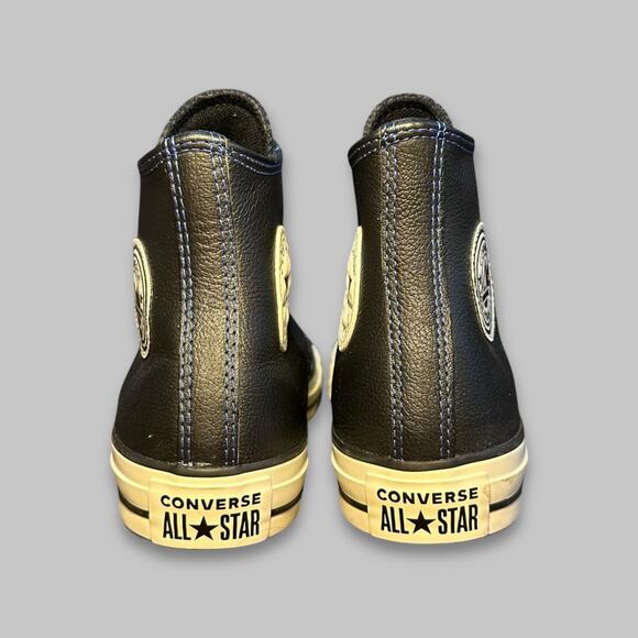 Converse Chuck Taylor All Star Black Leather High Top Sneakers Women’s Size 7 - Picture 4 of 6